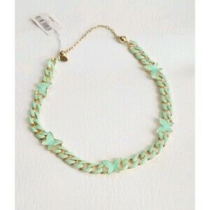 Melania Clara Gold Toned Turquoise Enameled Butterfly Necklace 18"